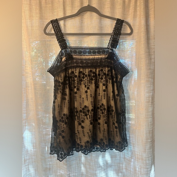Worth the Wait Black and Nude Lace Tank Top. - Picture 7 of 10